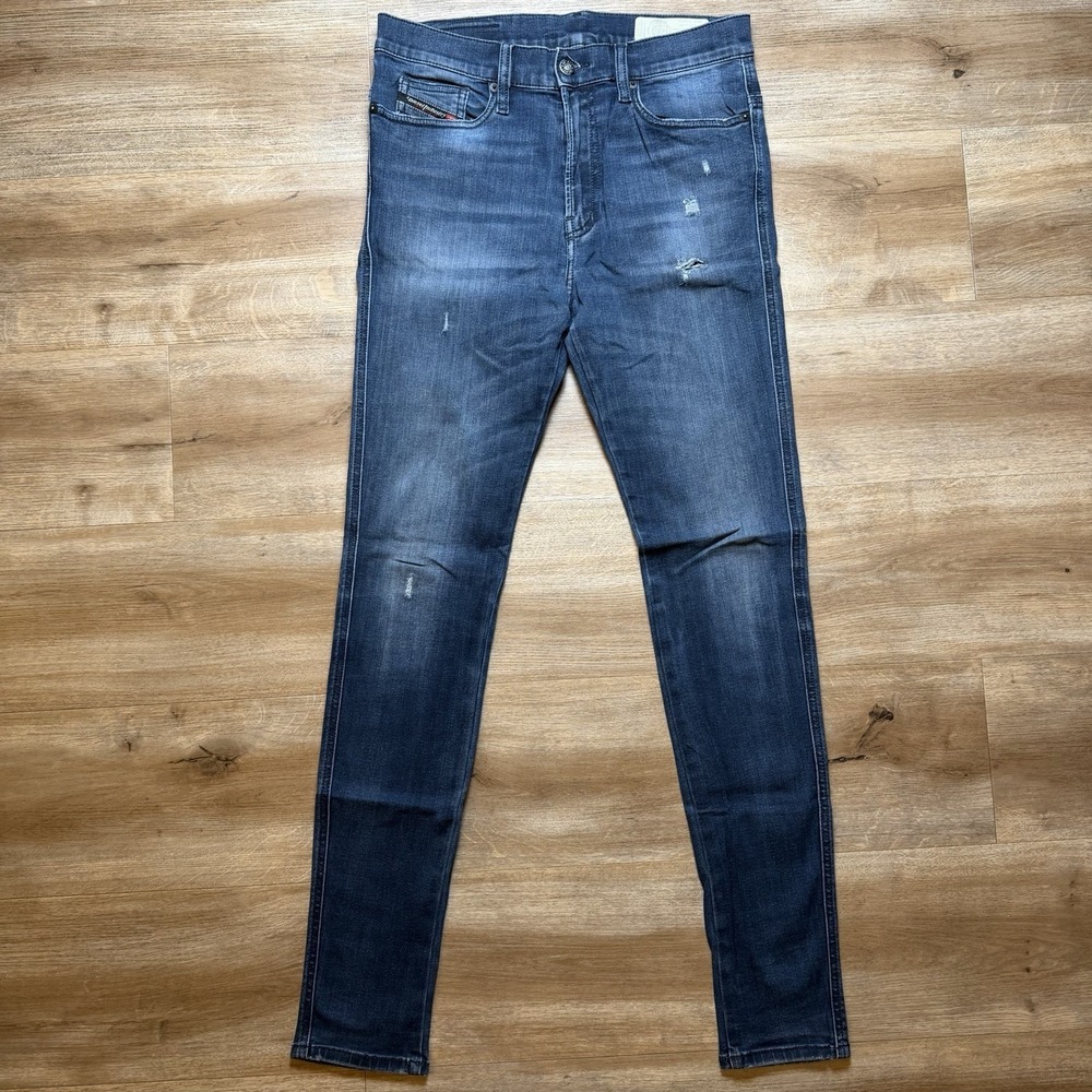Diesel D-ISTORT Jeans Men 30x32 Blue Super Skinny Fit Stretch Distressed 0098R